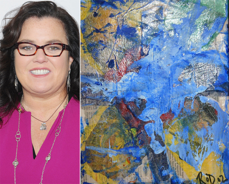 Rosie O'Donnell and one of her paintings at the 2002 GLAAD OUTAuction in New York City.