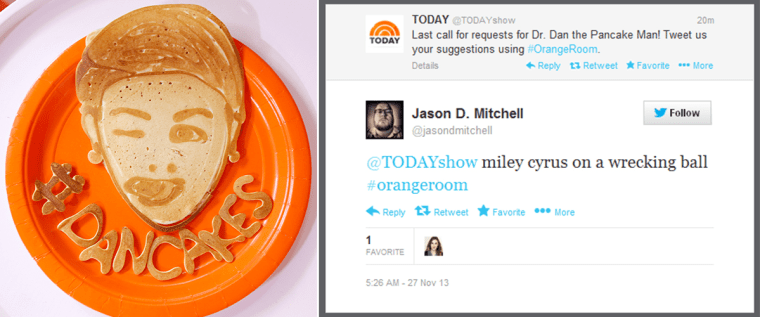 Request granted! Dan the Pancake Man makes Miley Cyrus.