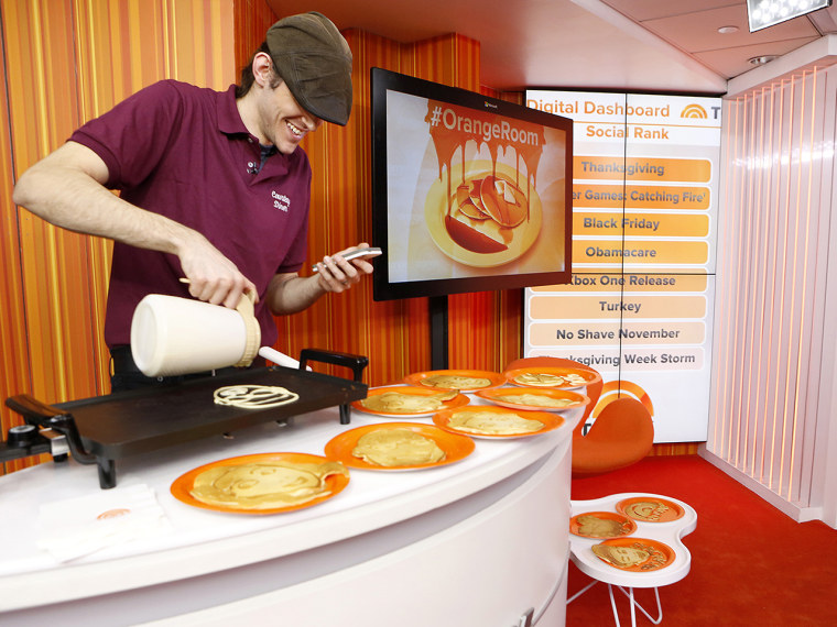 Dan the Pancake Man hard at work making his edible art.