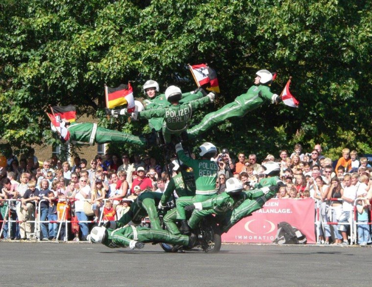 Police officers from Berlin's record-holding motorbike display team.