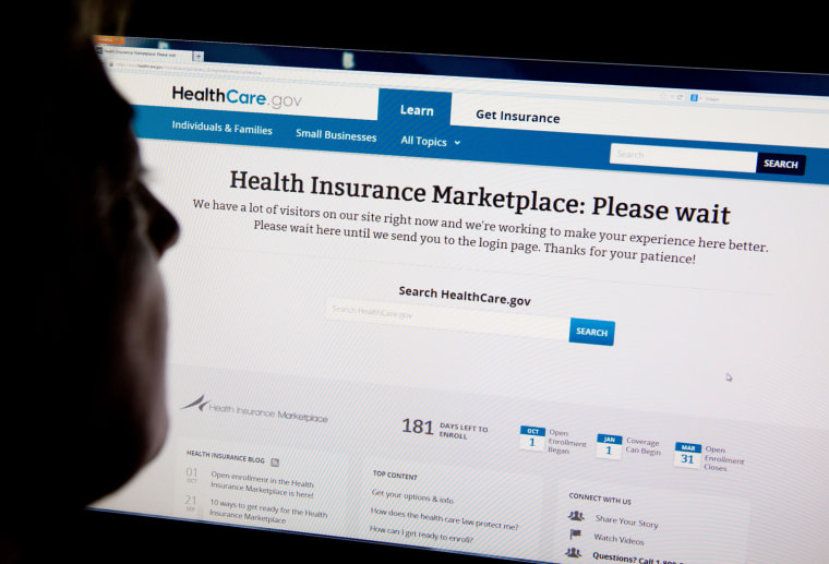 A woman looks at the HealthCare.gov insurance exchange internet site October 1, 2013 in Washington, DC. But the site crashed almost immediately after opening.
