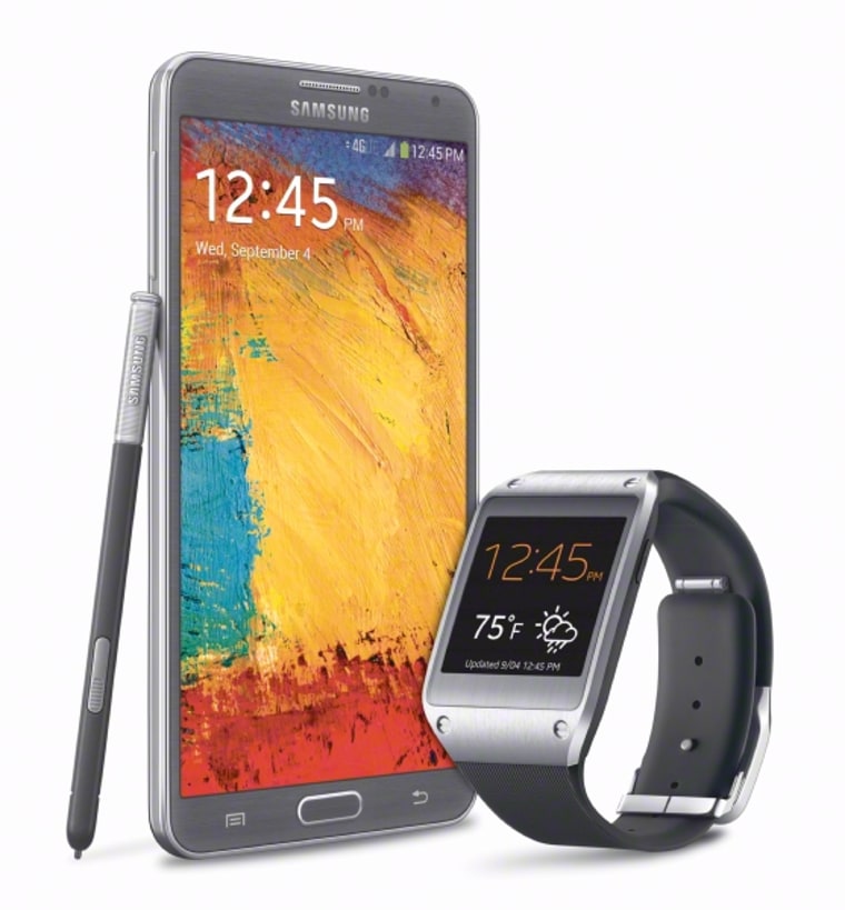Galaxy Gear smartwatch alongside the Galaxy Note 3, with which it pairs.