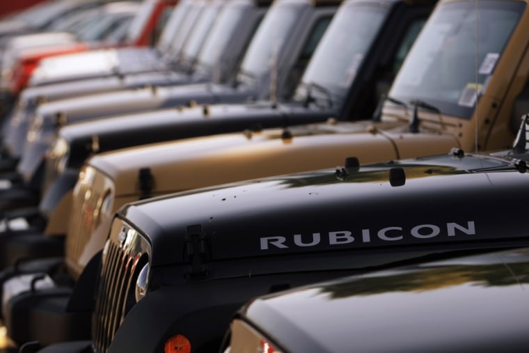 A row of Jeeps are seen in Gaithersburg, Md., in this May 1, 2013 file photo.