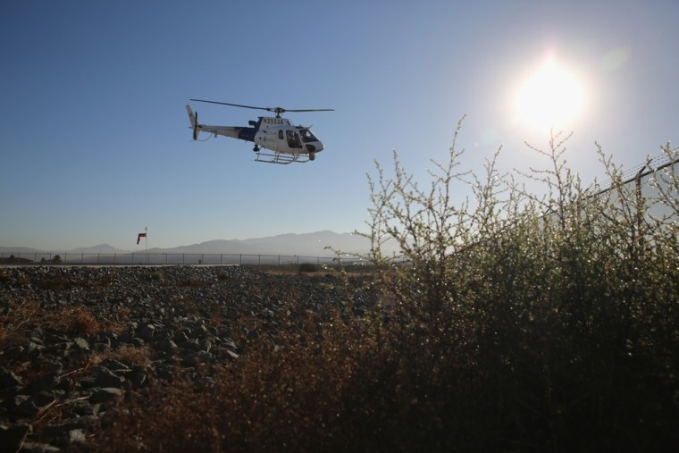 A helicopter takes off to patrol the U.S.-Mexico border.