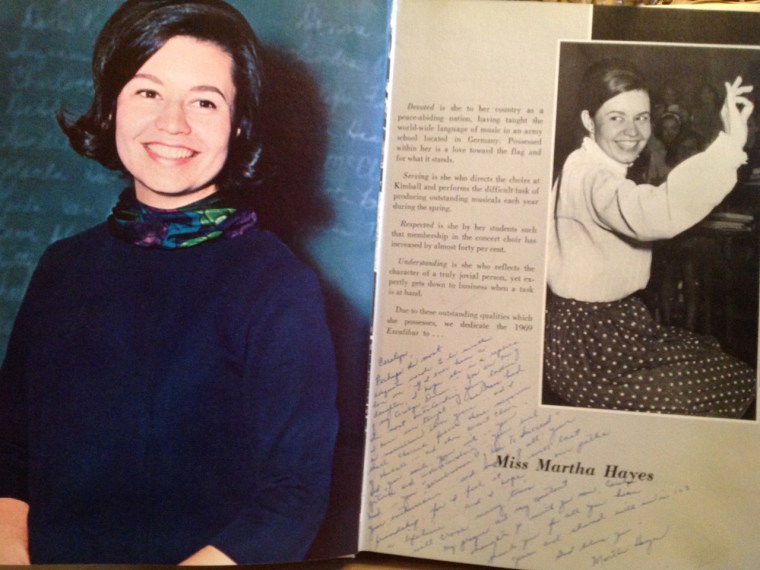 Hayes in a one-page spread the yearbook dedicated to her.