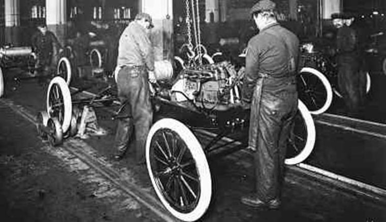 Ford Motor Co. is celebrating the centennial of the moving assembly line.