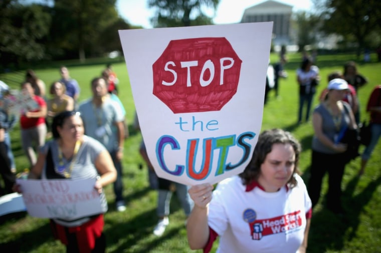 Supporters of the Head Start Program rally to call for an end to the partial federal government shut down and fund the comprehensive education, health and nutrition service for low-income children and their families outside the U.S. Capitol on Oct. 2 in Washington, D.C.