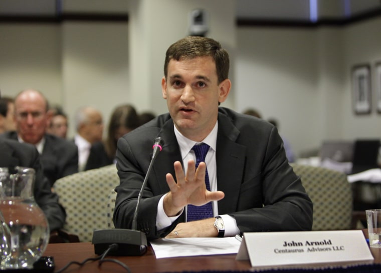John Arnold, at the time the head of the hedge fund Centaurus Advisors of Houston, testifying before the The Commodity Futures Trading Commission in Washington, in 2009.