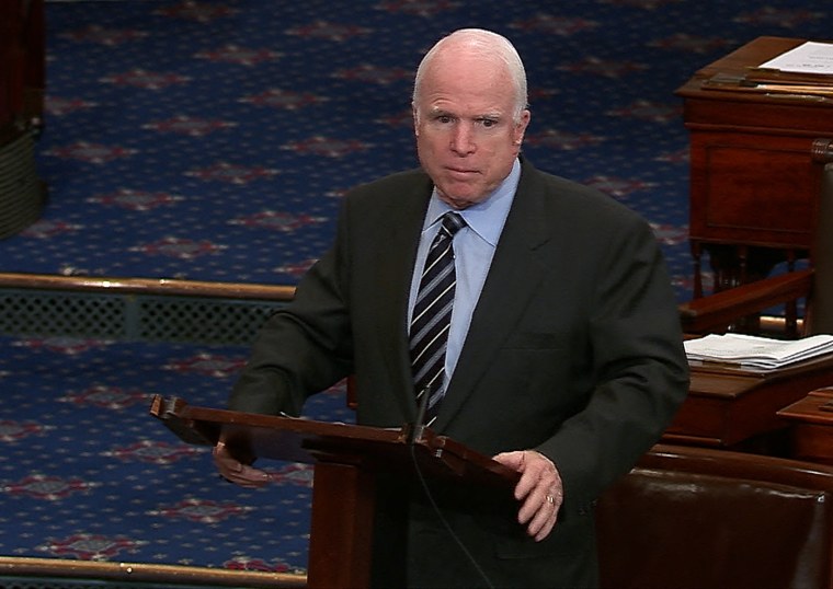 Sen. John McCain speaks on the Senate floor on Tuesday.