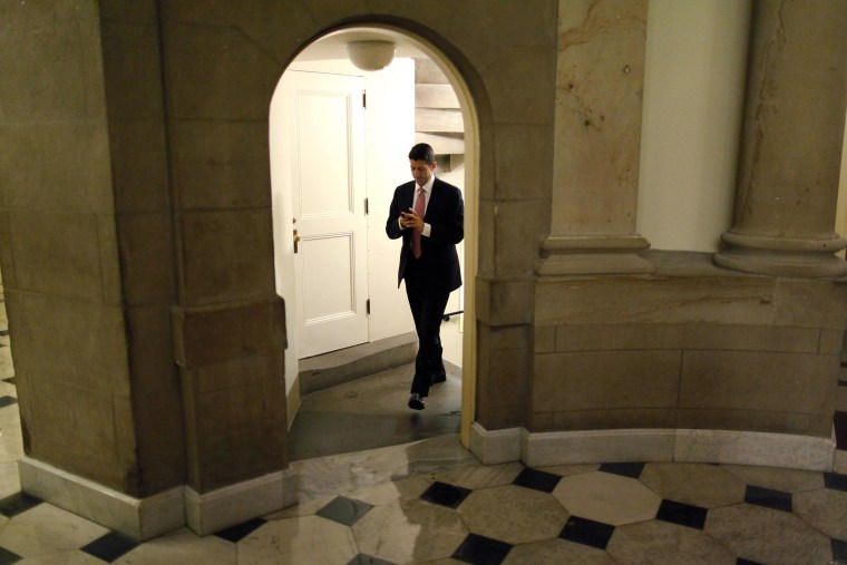 Rep. Paul Ryan (R-WI) walks to the House floor for a series of votes on partial budget measures to send to the Democratic-controlled Senate at the U.S. Capitol in Washington October 1, 2013.