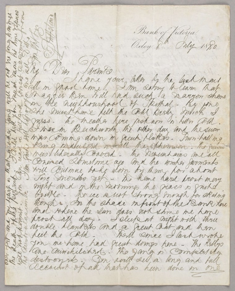 A letter detailing a remarkable eyewitness account of Australian outlaw Ned Kelly's last stand, recounting bullets
