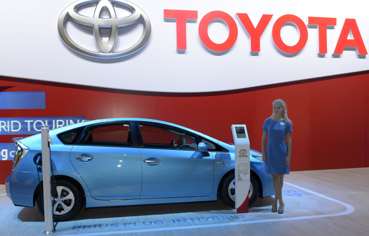 FRANKFURT AM MAIN, GERMANY - SEPTEMBER 11: A Toyota Prius Plug-In Hybrid car is pictured during the press day at the international motor show IAA (In...