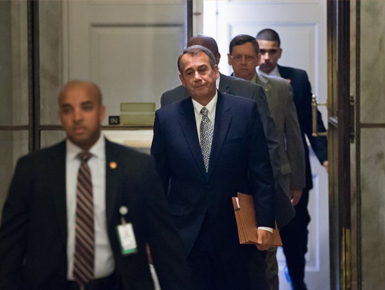 House Speaker John Boehner of Ohio arrives on Capitol Hill in Washington, Monday, Oct. 7, 2013.