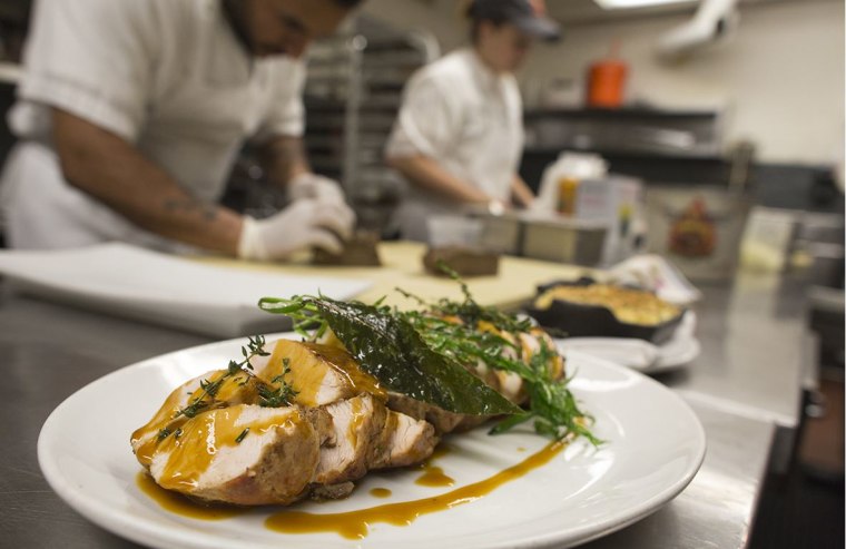 Chefs prepare a special \"Thanksgivukkah\" menu