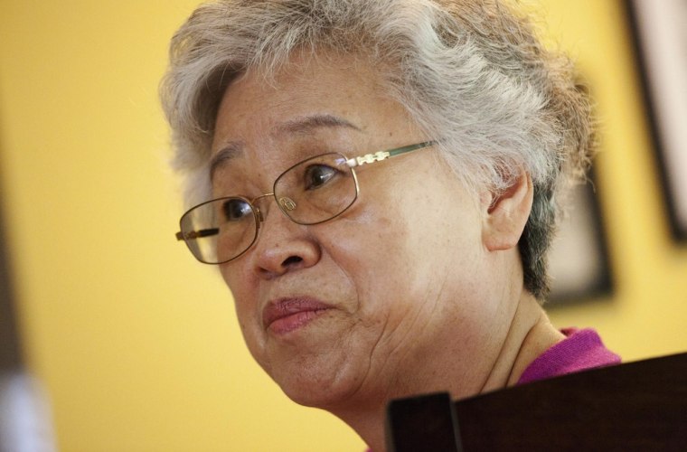 Myunghee Bae, the mother of Kenneth Bae, speaks with Reuters in an interview on Aug. 7.