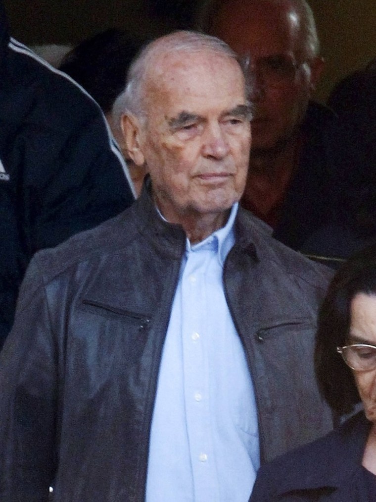 Convicted former Nazi SS captain Erich Priebke leaves after attending a mass at a church in northern Rome, October 2010.