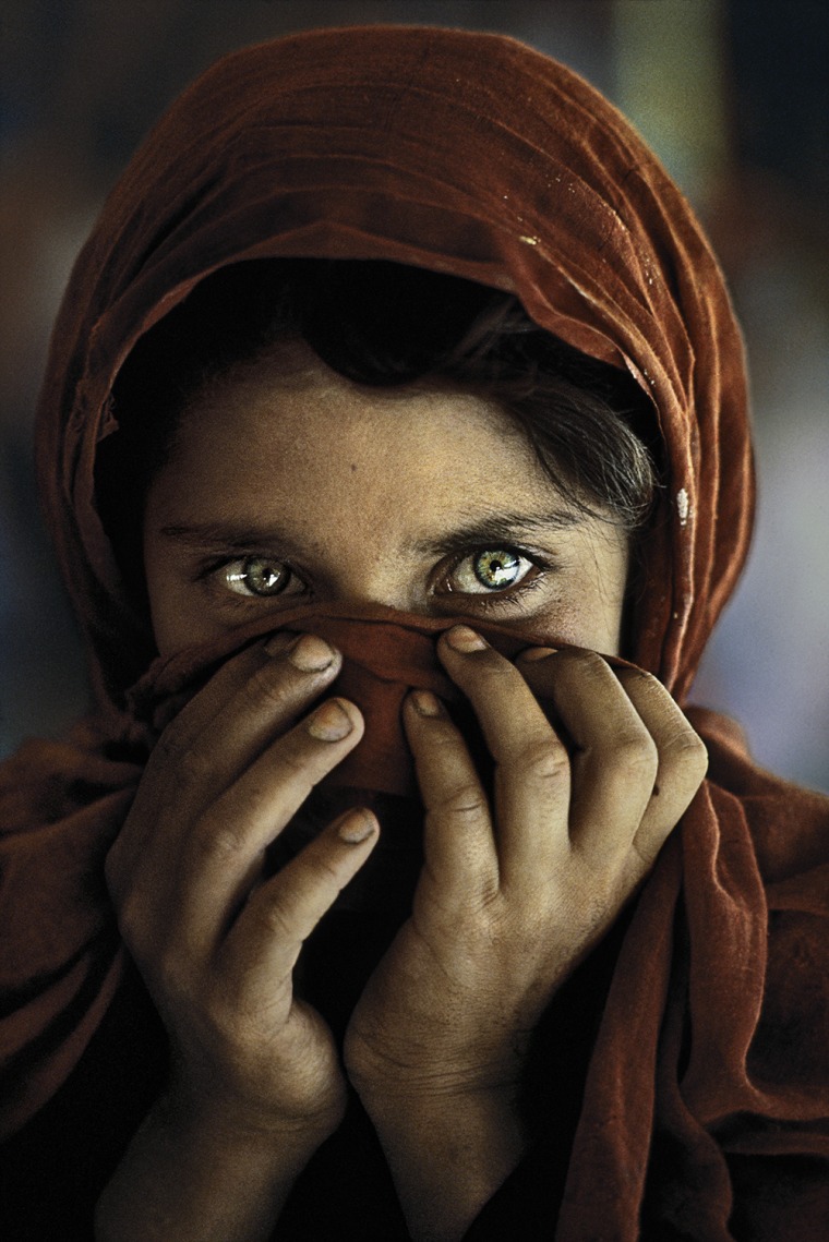 Sharbat Gula, Afghan girl, refugee camp near Peshawar, Pakistan, 1984. Afghan Girl With Hands on Face.

NYC15001, MCS1985002K001


Her eyes have capti...