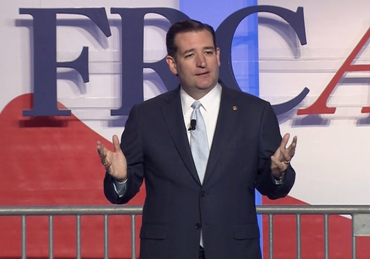 Sen. Ted Cruz, R-TX, addresses conservatives at the annual Values Voter Summit on Friday. Cruz was one of the biggest draws of the annual conservative gathering, and his speech was interrupted multiple times by immigration reform activists.