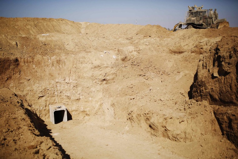 An entrance to a tunnel exposed by the Israeli military is seen near Kibbutz Ein Hashlosha, just outside the southern Gaza Strip October 13, 2013.