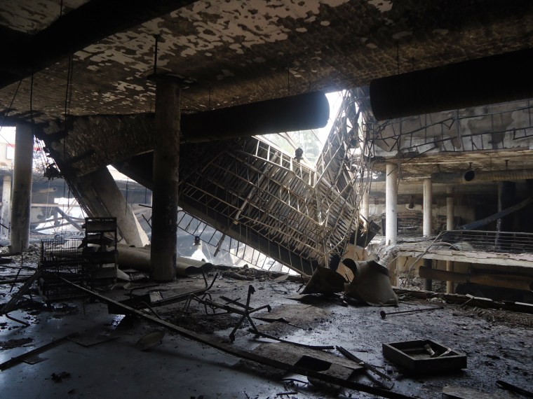 A section of the Westgate Mall complex collapsed in Nairobi, Kenya.
