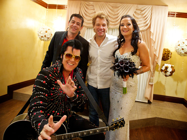 Gonzalo Cladera was in on the fun as his bride Branka Delic's rock idol Jon Bon Jovi joined them at their wedding (along, of course, with Elvis).