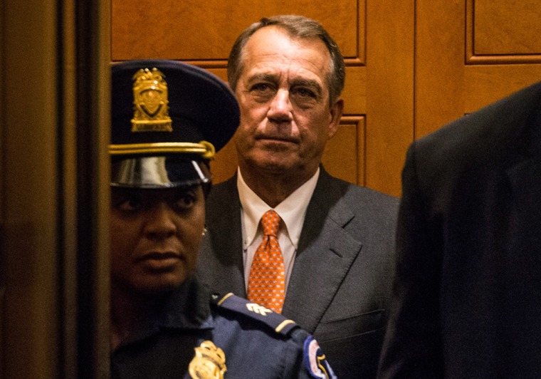Speaker of the House John Boehner (R-OH) arrives at the Capitol to continue negotiations on how to end the government shut down on October 12, 2013 in Washington, DC.