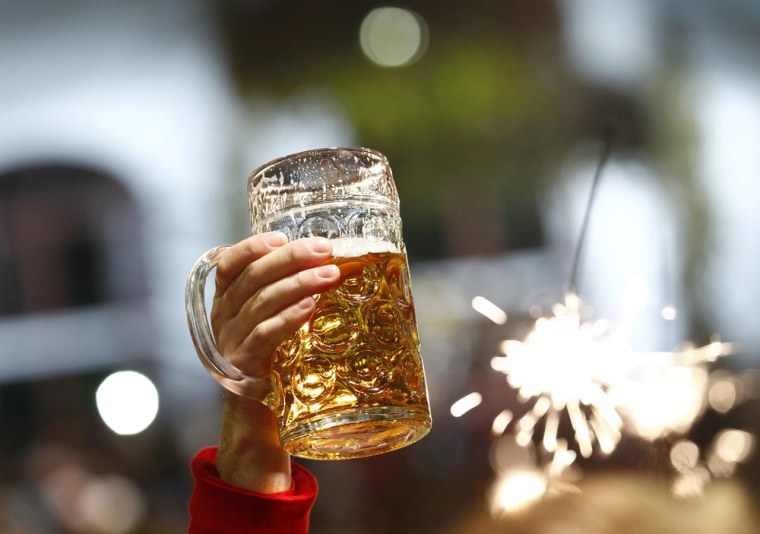 A beer is pictured at the last day of the world's biggest beer festival, the 180th Oktoberfest, in Munich October 6, 2013.
