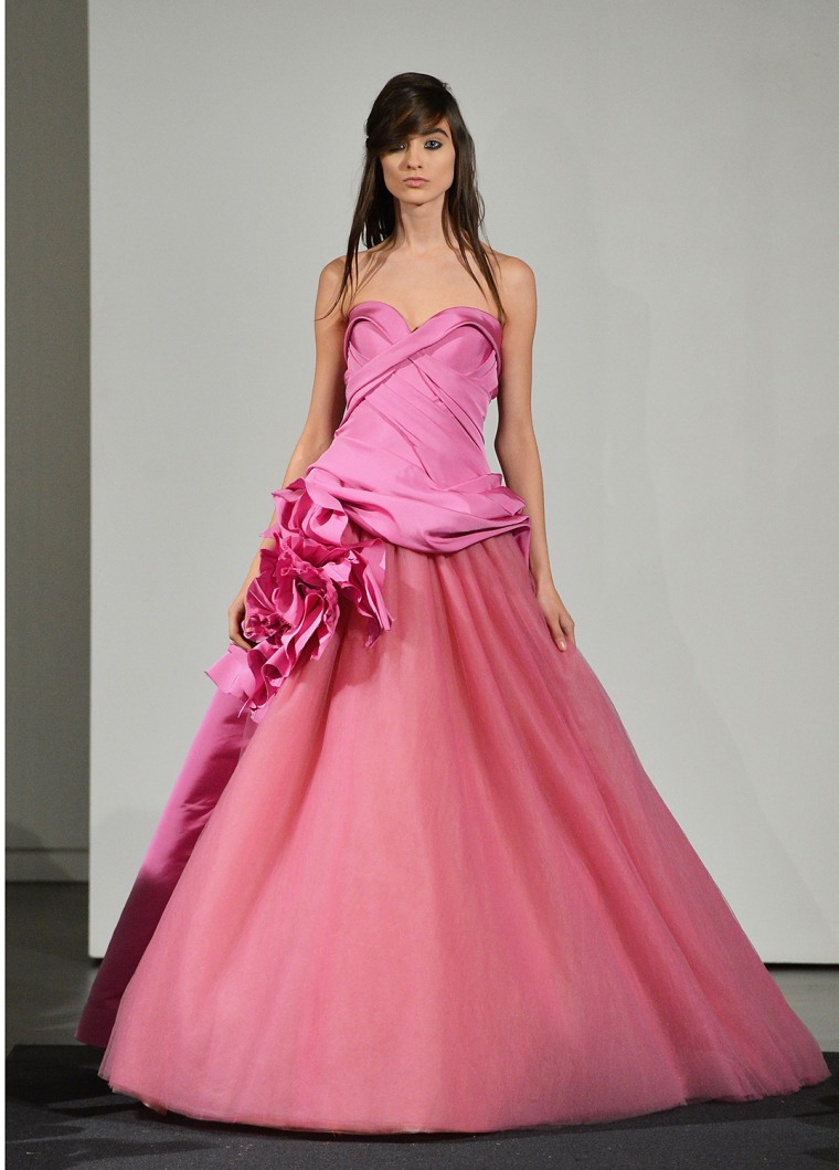 A model shows off a pink gown from Vera Wang's line.