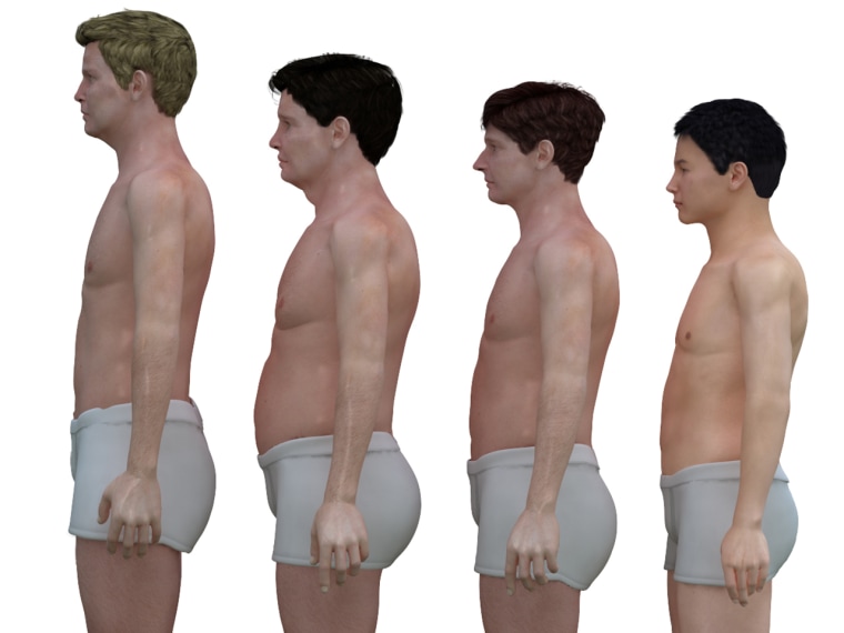 An illustration shows the average body of males from different countries. ---For Jane Weaver story---