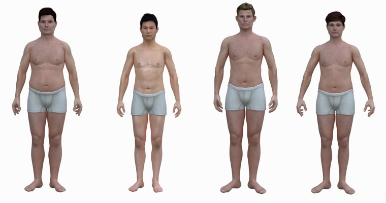 An illustration shows the average body of males from different countries. ---For Jane Weaver story---