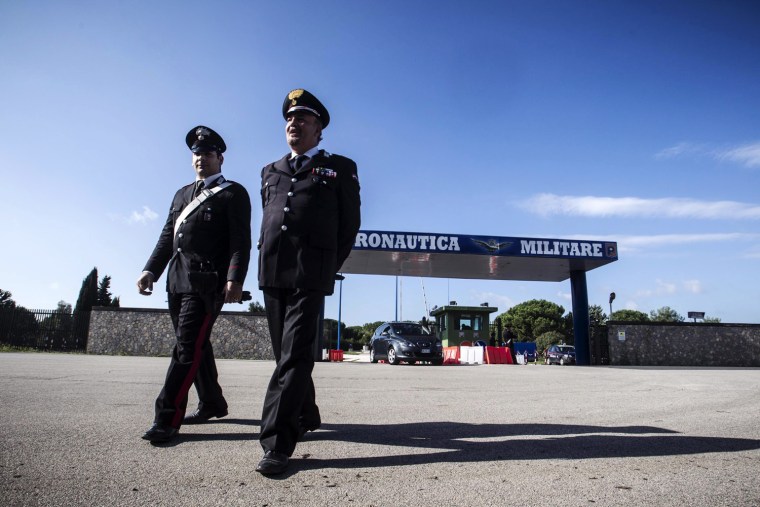 The Pratica di Mare military airport, near Rome, where the coffin of the German war criminal Erich Priebke has been taken on Wednesday.