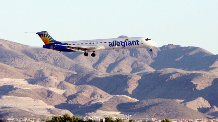 An Allegiant Air jet lands at McCarran International Airport in Las Vegas in this file photo.