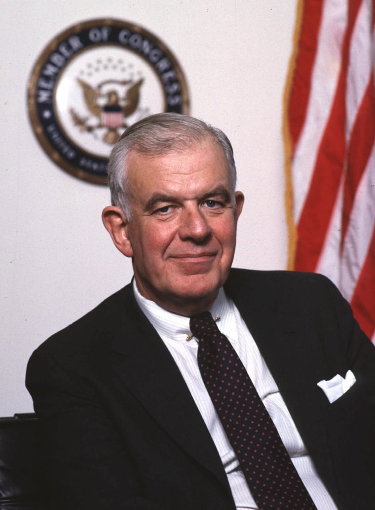 Then House Speaker Tom Foley poses in his 5th Congressional District office in Spokane, Wash., in 1989.