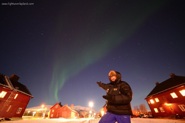 Chad Blakley shows off the auroral glow over Sweden's Abisko National Park.