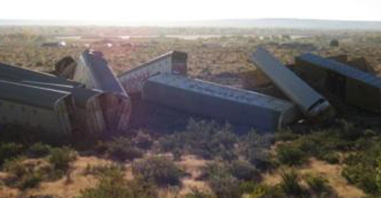 A broken track apparently was the cause for a train derailment that happened 18 miles south of Socorro, at approximately 5 a.m. on Oct. 19, 2013, in Socorro, New Mexico.