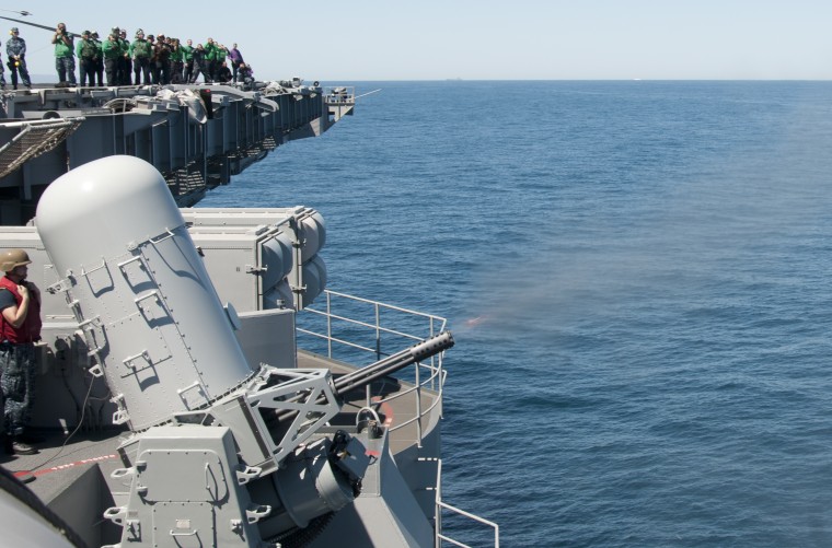 130418-N-LN833-417 PACIFIC OCEAN (April 18, 2013) The MK 15 Phalanx close-in weapon system (CIWS) on the flight deck of the aircraft carrier USS Carl ...