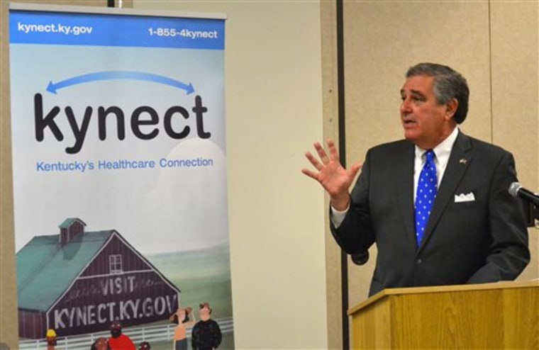 Kentucky Lt. Gov. Jerry Abramson explains the new state-run health care exchange on the first day of sign-ups for the federal Affordable Care Act in L...