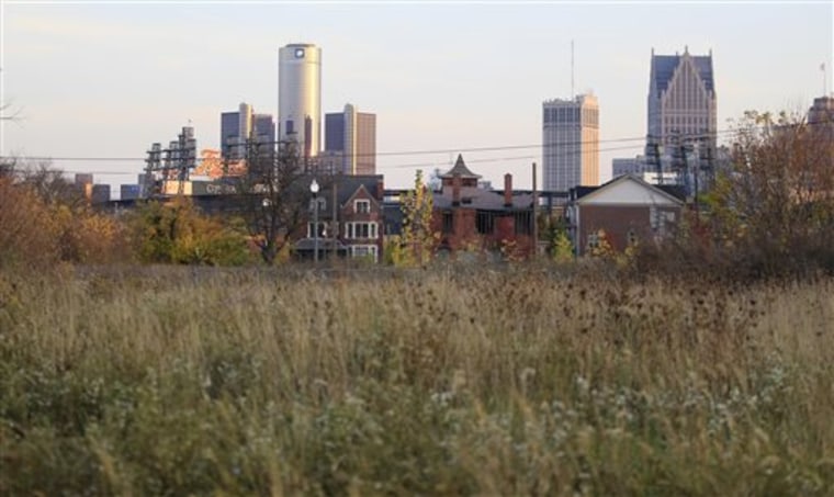 This Oct. 24, 2012, file photo shows an empty field north of Detroit's downtown. Detroit's bankruptcy case is going to trial and the result will determine whether the city can reshape itself in the largest public bankruptcy filing in U.S. history.