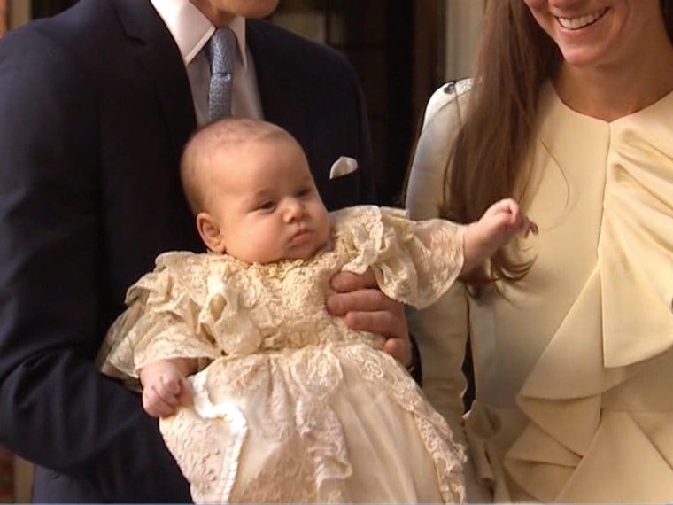 Prince George, outside St. James Palace for his christening on Wednesday.