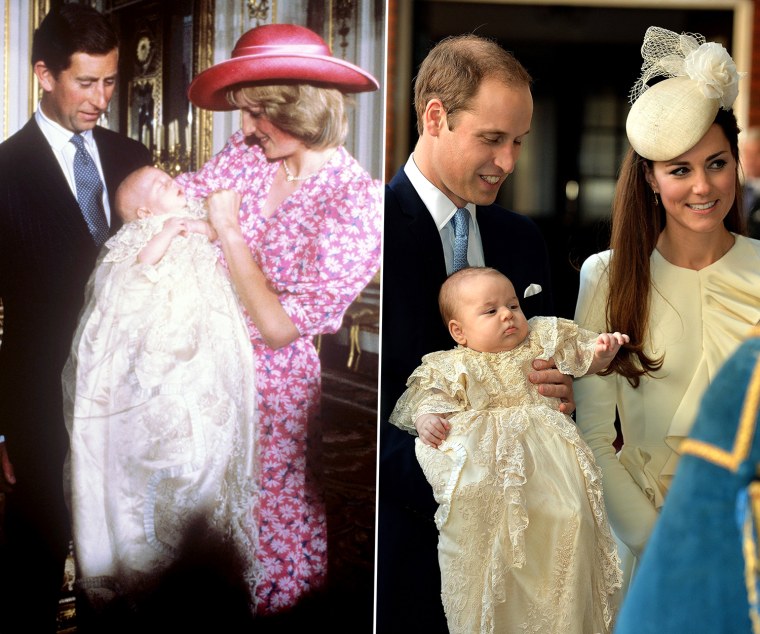 Prince William at his Christening with the Prince and Princess of Wales. (Press Association via AP Images)
Britain's Prince William, Kate Duchess of C...