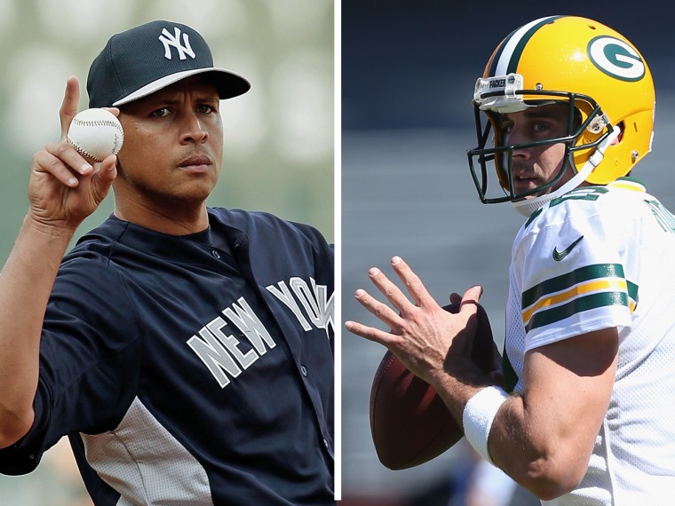 $20 million men: Alex Rodriguez of the New York Yankees and Green Bay Packers quarterback Aaron Rodgers.