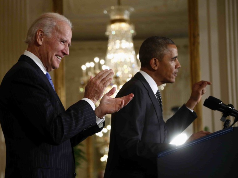 Vice President Joe Biden applauds as President Barack Obama speaks about immigration reform, Thursday, Oct. 24, 2013, in the East Room of the White House in Washington.