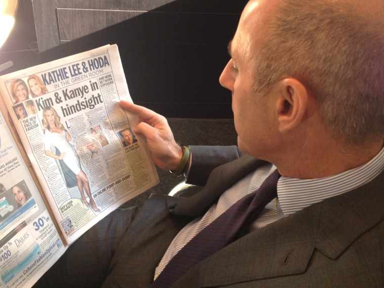 Matt Lauer reading Kathie Lee and Hoda's new column.