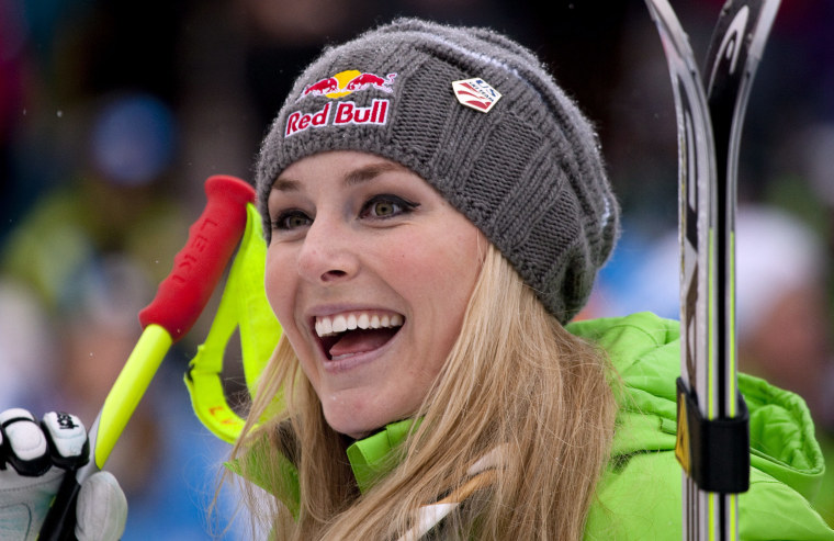 Lindsey Vonn pictured on Dec. 1, 2012, after winning the women's World Cup downhill ski race in Lake Louise, Alberta.