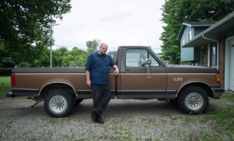 Robert Messer, 37, and Emily Lalinsky, 15, ran away together Sunday. Lalinsky was reported missing Sunday night. In this photo, Messer stands next to the pickup in which the two might be traveling.