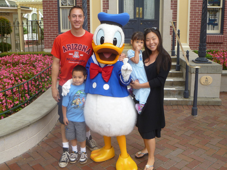 Stucki poses with her kids and husband during a recent vacation.