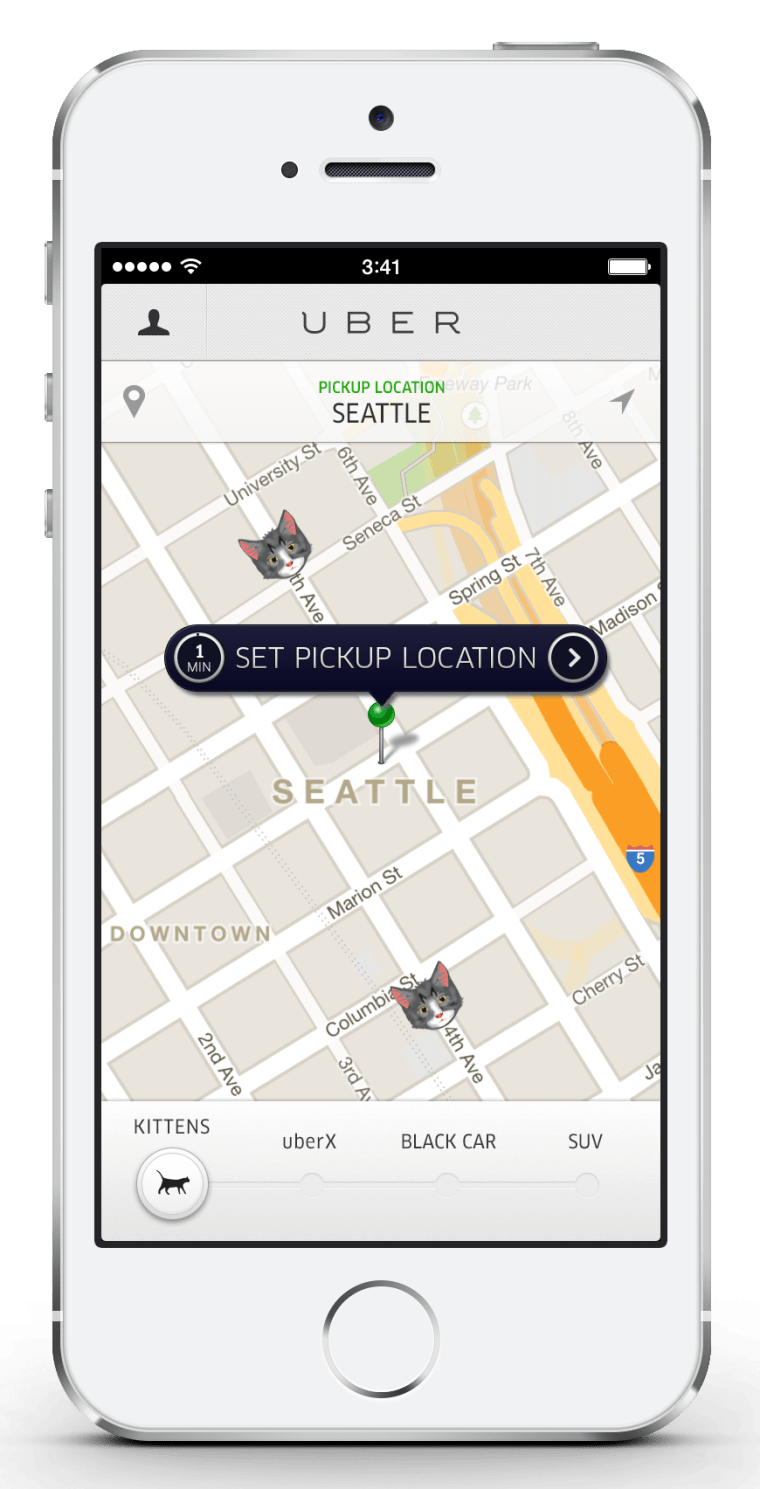 the Uber app for iPhone or Android