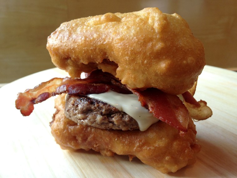 The deep-fried Twinkie burger, from Philadelphia restaurant PYT.