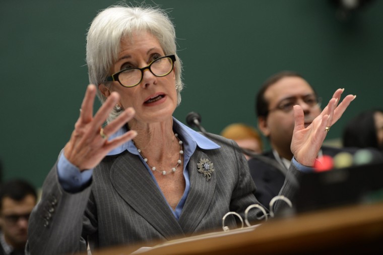 US Secretary of Health and Human Services, Kathleen Sebelius testifies before the House Energy and Commerce Committee hearing on the failures of the Affordable Care Act enrollment website on Oct. 30, 2013.