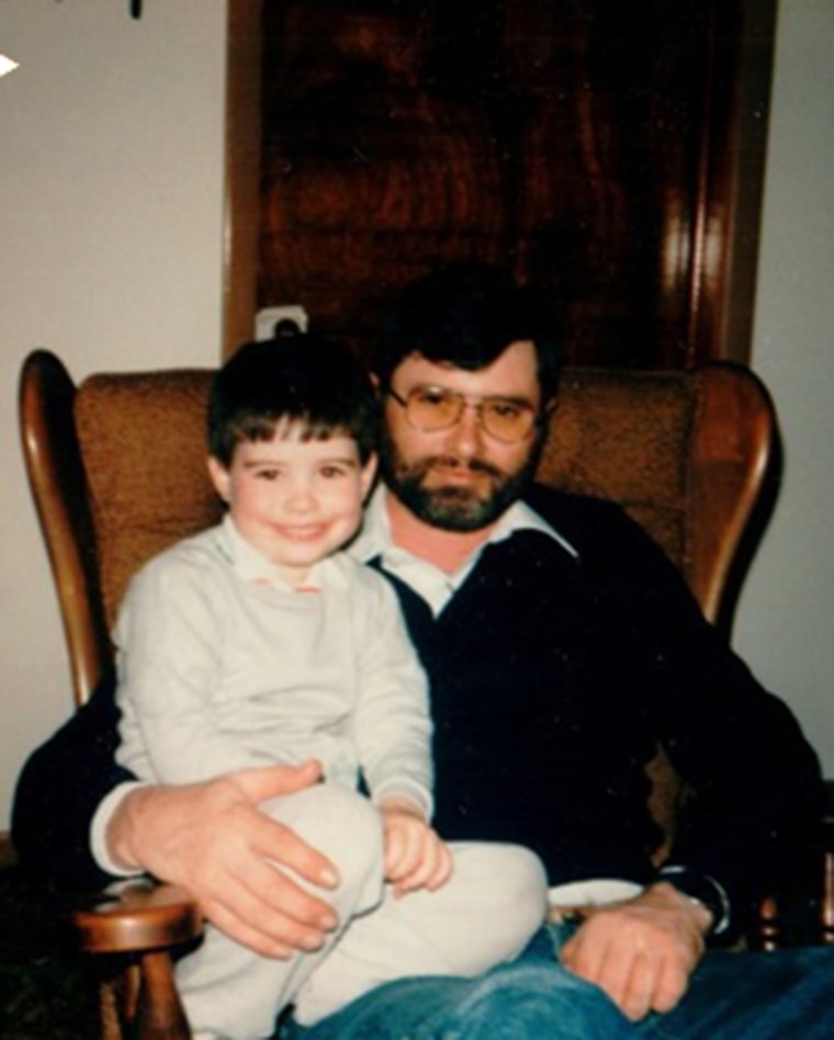 Image: Brandon Curtis sits on dad Brian Curtis' lap in 1987.